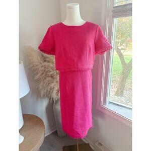 Karl Lagerfeld Pink Fringe Sheath Dress Womens Size 8 Professional Work Office